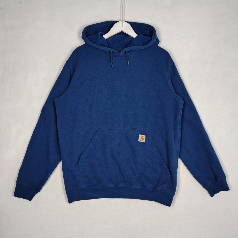 Carhartt Original Fit K288 Blue Pullover Hoodie Logo Sleeve Mens Medium
